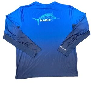 Habit Men's Mariana Inlet Long Sleeve Performance Shirt: Swordfish/Fade Peacoat